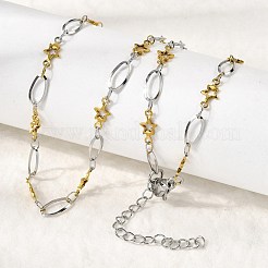 304ステンレススチール製スターリンクチェーンネックレス（女性用）  ゴールデン·ステンレス鋼色  17.72インチ（45cm）&nbsp;NJEW-A046-02A-GP