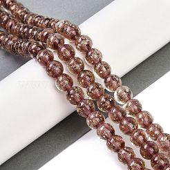 手作りゴールドパウダー入りランプワークビーズ連売り  蓄光  ラウンド  ブラウン  10mm  穴：1.2mm  約40個/連  14.3インチ（38cm）&nbsp;LAMP-P051-L06-10mm