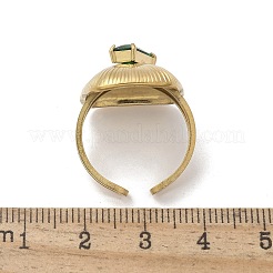 女性用304ステンレススチールカフリング  台形  キュービックジルコニア付き  18KGP本金メッキ  20.5x18.5mm  内径：18.5mm&nbsp;RJEW-D302-03G-11