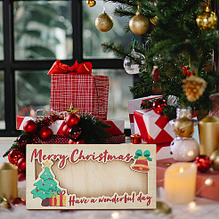 Держатель для денег в виде прямоугольника из дерева на рождественскую тематику&nbsp;AJEW-WH20006-282B