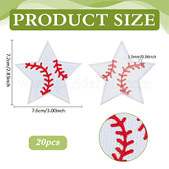 20 Stück Stern mit Baseball-Muster&nbsp;PATC-BC0001-27