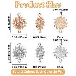 40 Stück 2 Stile Legierung Kristall Strass Anschluss Charms&nbsp;FIND-SC0025-27
