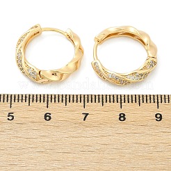 Серьги-кольца из латуни с прозрачным кубическим цирконием EJEW-Q016-19G