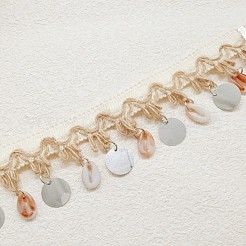 Boho-Strand-Fußkettchen aus natürlichen Muscheln und Kunststoffscheiben mit Quasten&nbsp;WGCB1C3-01