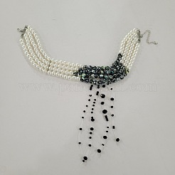ハロウィーンのアクリルとプラスチックのパールとガラスのゴシックなレイヤードチョーカーネックレス（女性用）  ブラック  13.78インチ（35cm）&nbsp;WGBE0F0-03