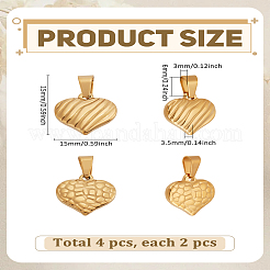 4 шт. 2 стиля текстурированных подвесок из нержавеющей стали 304&nbsp;STAS-LP0004-44