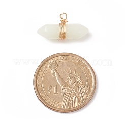 蓄光ガラスチャーム  金色の銅線を巻いた  弾丸  ゴールドカラー  11x23x7mm  穴：1.6mm&nbsp;PALLOY-JF01801-01