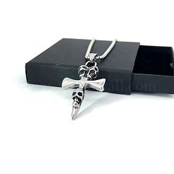 Ожерелья из нержавеющей стали с подвеской в виде черепа и креста для мужчин QC6124