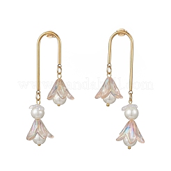 Серьги-гвоздики из нержавеющей стали 304 с подвесками в виде стеклянного цветка&nbsp;EJEW-JE06481-03