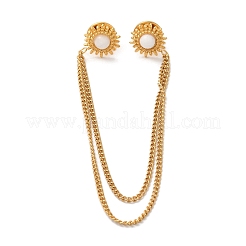 Брошь-цепочка в виде цветка из нержавеющей стали 304 и окрашенного камня JEWB-S021-01G-05