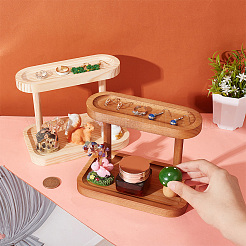 2-ярусные овальные деревянные стеллажи ODIS-WH0025-127A