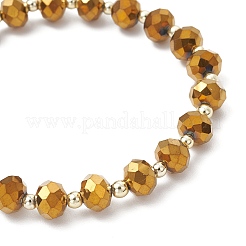 Гальванизированные прозрачные стеклянные бусины с гальванизированными немагнитными синтетическими гематитовыми бусинами и корейскими эластичными браслетами из кристаллической нити&nbsp;BJEW-JB11705