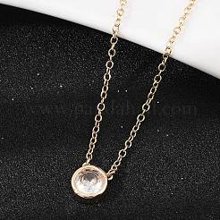 Женские ожерелья с подвеской из латуни и прозрачного кубического циркония&nbsp;NJEW-Z079-02G-04