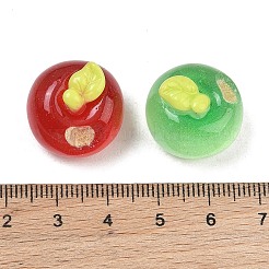 透明な樹脂製の模造フルーツカボション  りんご  グリッターパウダー付き  ミックスカラー  19x19.5x16mm&nbsp;RE-CBA8643-02
