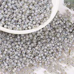 MIYUKIラウンドロカイユビーズ  日本製シードビーズ  （rr2355)シルバーライニングライトスモークオパール  8/0  3mm  穴：1mm  約2111~2277個/50g&nbsp;SEED-X0055-RR2355