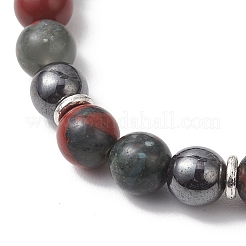 Эластичные браслеты из натурального африканского гематита&nbsp;BJEW-JB13449