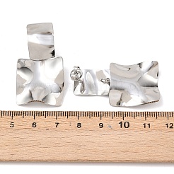 Квадратные серьги-гвоздики из нержавеющей стали 304 EJEW-K268-79A-P