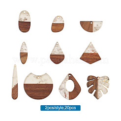 20шт 10 стильные подвески из смолы и орехового дерева&nbsp;RESI-KS0001-05