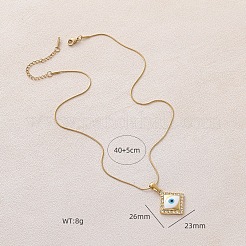 Модный кулон в виде ромба с эмалью в виде сглаза из нержавеющей стали 304 с мультяшным рисунком для женщин.&nbsp;MQ6271