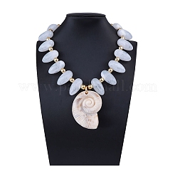 Летние пляжные ожерелья из пластиковых бусин CCB с подвеской в форме раковины из смолы и цепочками с литой отделкой&nbsp;LS-NJEW-D336-03B-G
