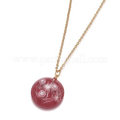 304ステンレススチールジュエリーセット  樹脂ペンダントネックレスとアクリルビーズスタッドピアス  ピアスキャッチ/ピアスバックキャッチ付き  フラットラウンド  ミックスカラー  17.9~18インチ（45.5~45.9cm）  2mm  10mm  ピン：0.8mm&nbsp;SJEW-F209-C