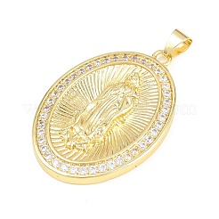Pendentifs religieux en laiton sertis de micro-pavés de zircone cubique transparente&nbsp;KK-H268-04A-G