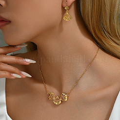 Элегантный комплект из полого веера из латуни с ожерельем и висячими серьгами RC4710