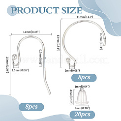 16 шт. 2 стиля 925 крючка для сережек из стерлингового серебра&nbsp;STER-ME0001-21