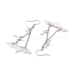 Серьги-подвески в форме летучей мыши из нержавеющей стали 304 EJEW-TA00452