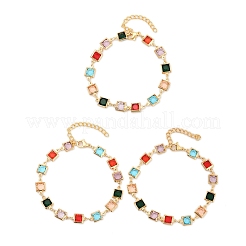 Браслеты из нержавеющей стали 304 с квадратными звеньями для женщин BJEW-S157-09G