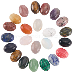 25 Stück 25 Stile natürliche & synthetische gemischte Edelstein-Cabochons mit flacher Rückseite&nbsp;G-PA0002-64