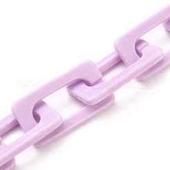 手作りの不透明なアクリルクロスチェーン  溶接されていない  ライラック  43.5x23x4mm  約39.37インチ（1m）/連&nbsp;AJEW-JB00766-01
