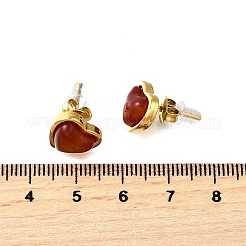 Серьги-гвоздики из нержавеющей стали 304 с красным агатом&nbsp;EJEW-M065-01B-G