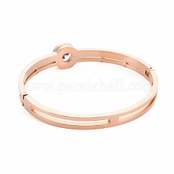 Плоский круглый браслет со стразами и римскими цифрами&nbsp;BJEW-N017-007RG