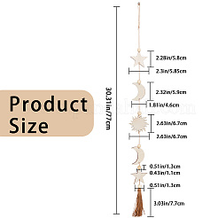 Звезда луна богемный стиль деревянные подвесные украшения&nbsp;HJEW-WH0053-12