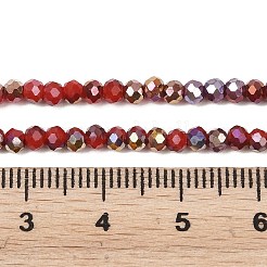 電気メッキガラスビーズストランド  ラウンド  半分メッキ  多面カット  レッド  3x2.5mm  穴：0.7mm  約142個/連  14.02''（35.6センチメートル）&nbsp;EGLA-H114-02B-02