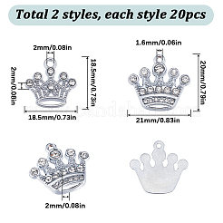 40 шт. 2 стиля цинковый сплав с подвесками из хрустальных страз FIND-SC0007-35