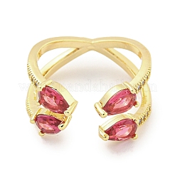 Латунные микро проложить манжеты кольца кубического циркония&nbsp;RJEW-I103-024G