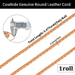 Круглый плетеный шнур из коровьей кожи с буквами длиной 5 м&nbsp;WL-GF0001-34A-01
