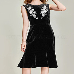 1 Paar Blumenmuster aus Polyester mit Spitzenapplikationen aus Kunststoffperlen&nbsp;PATC-LP0001-43