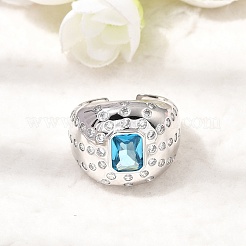 Anelli aperti con polsino in ottone micro pavé di zirconi cubici per donna&nbsp;RJEW-L343-03P