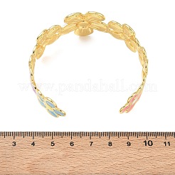Armreifen aus Messing und Emaille mit Blumenmuster für Damen&nbsp;BJEW-A173-06G