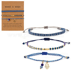 3 шт. 3 стиля богемный регулируемый плетеный браслет из нейлонового шнура&nbsp;GE8132-12