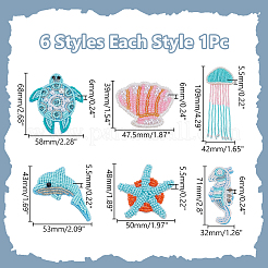 6 шт. 6 стиля бисерные тканевые нашивки на тему океана&nbsp;PATC-WR0001-17