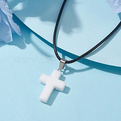 Colliers à pendentif croix en jade blanc naturel&nbsp;NJEW-JN04624-05
