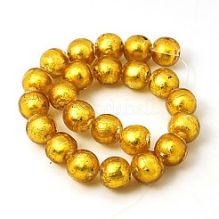 Fili di perline in vetro con foglia argento fatto a mano&nbsp;FOIL-G019-10mm-13