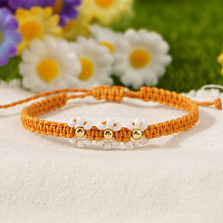 Pulseras trenzadas con flores tejidas y cuentas de semillas de vidrio con margaritas hechas a mano&nbsp;CR2331-5