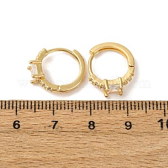 Квадратные серьги-кольца с микропаве из прозрачных кубических цирконий из латуни&nbsp;EJEW-S280-06G