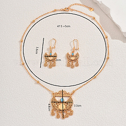 Винтажные латунные комплекты из ожерелья и серег в форме луны с кисточками из кубического циркония для женских вечеринок XZ3555