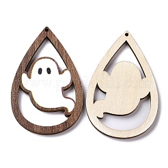 Thème halloween simple face imprimé bois de tremble gros pendentifs&nbsp;WOOD-G015-05I